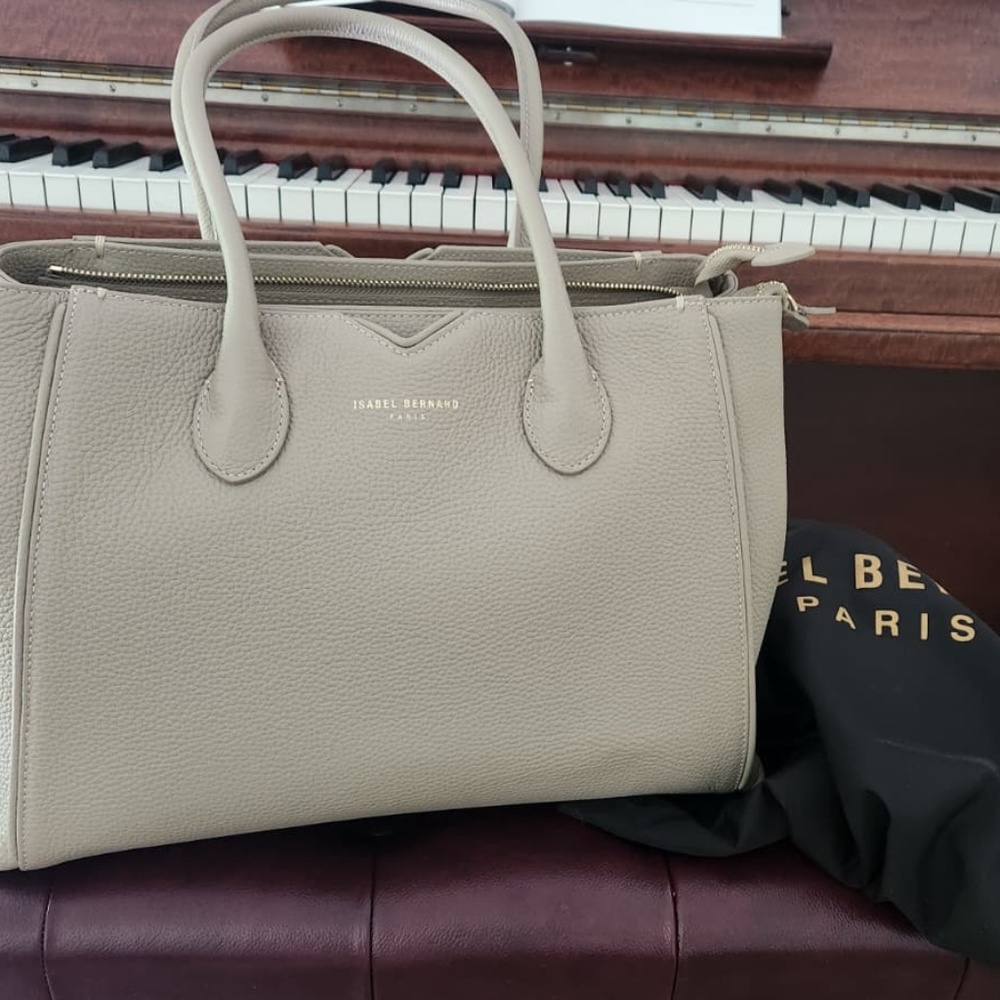 Honoré Cloe Taupe Calfskin Leather Handbag